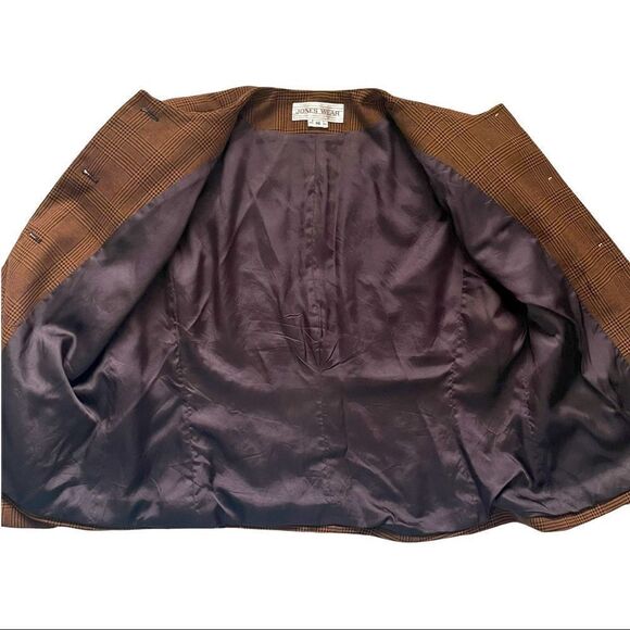 Jones Wear Brown Plaid Round Neck Blazer Sz 16 - Picture 8 of 14